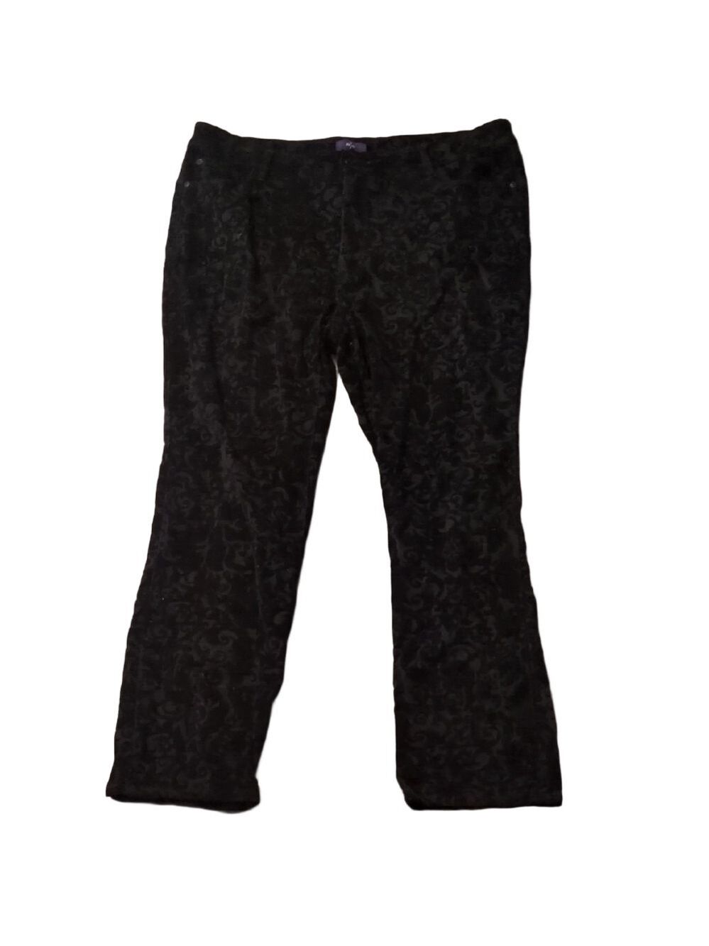 Nydj Lift Tuck Technology Black Velour Skinny Pants Size 16